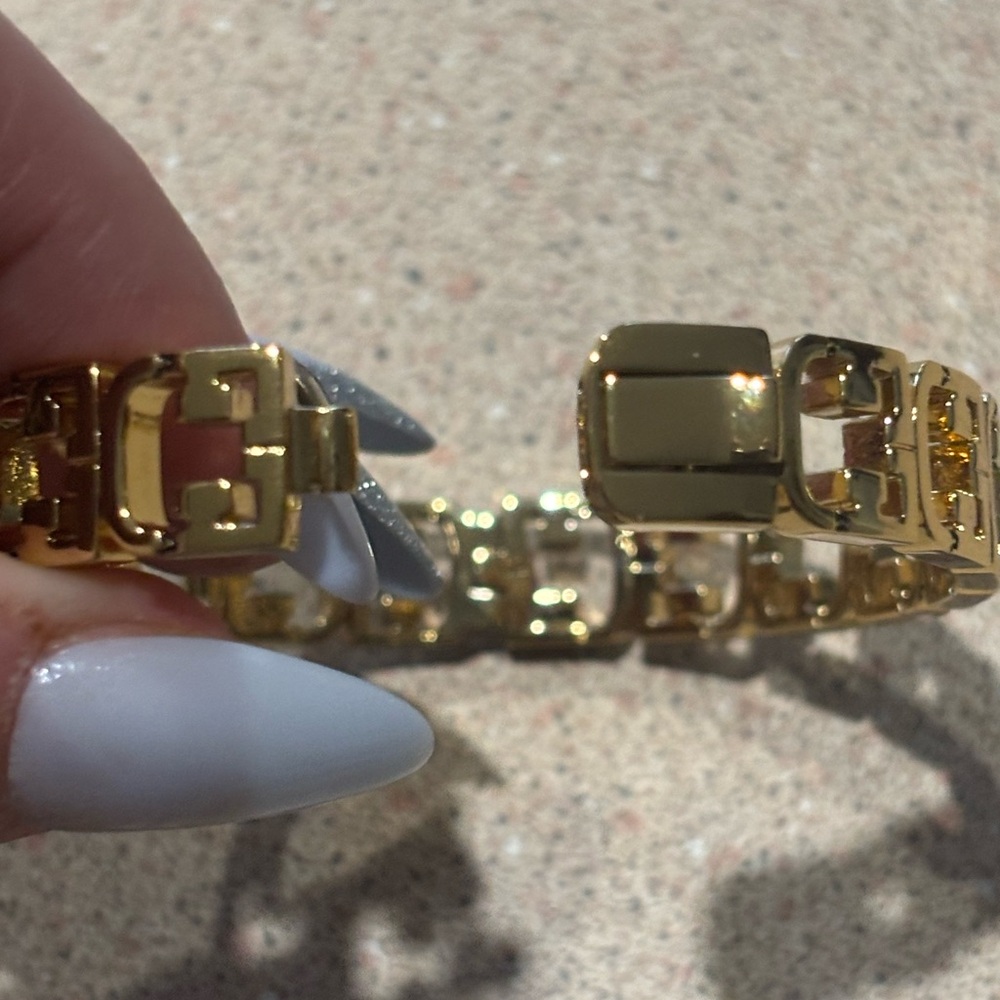 Furla Logo Bangle 10K Gold Plated With Swarovski Crystals - Picture 2 of 5